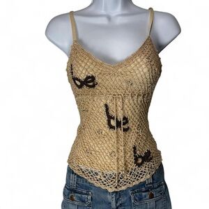 ❌SOLD❌Vintage Bebe Crochet Beaded Cami Tank Top